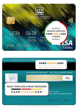 San Marino Cassa di Risparmio bank visa classic card, fully editable template in PSD format