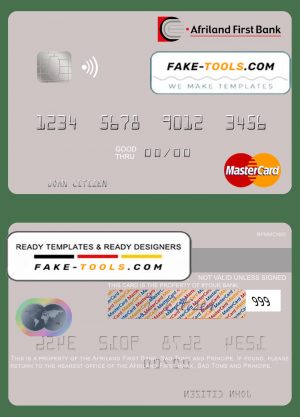 Sao Tome and Principe Afriland First Bank mastercard template in PSD format