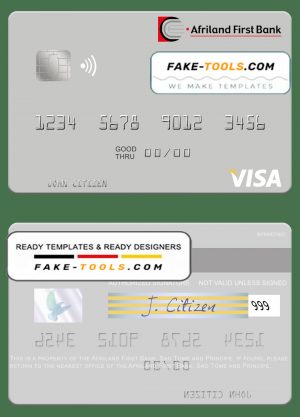 Sao Tome and Principe Afriland First Bank visa debit card template in PSD format
