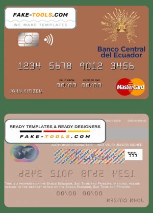 Sao Tome and Principe Banco Ecuador mastercard template in PSD format
