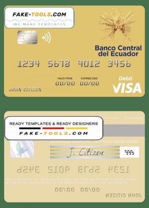 Sao Tome and Principe Banco Ecuador visa debit card template in PSD format