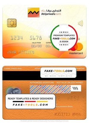 Senegal Attijariwafa Bank mastercard, fully editable template in PSD format