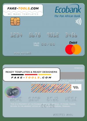 Senegal Ecobank Sénégal mastercard template in PSD format Senegal Ecobank Sénégal mastercard template in PSD format