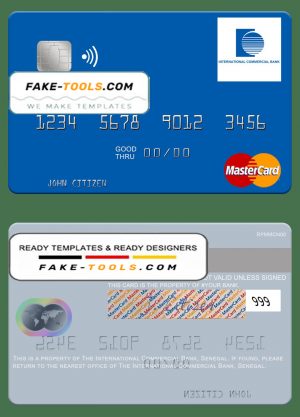 Senegal The International Commercial Bank mastercard template in PSD format Senegal The International Commercial Bank mastercard template in PSD format