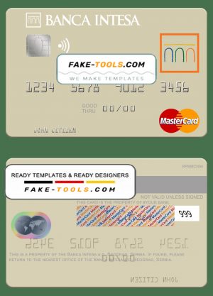 Serbia The Banca Intesa a.d. Beograd mastercard template in PSD format Serbia The Banca Intesa a.d. Beograd mastercard template in PSD format