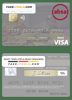 Seychelles Absa Bank Seychelles visa debit card template in PSD format Seychelles Absa Bank Seychelles visa debit card template in PSD format