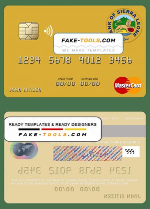 Sierra Leone Bank of Sierra Leone mastercard template in PSD format Sierra Leone Bank of Sierra Leone mastercard template in PSD format