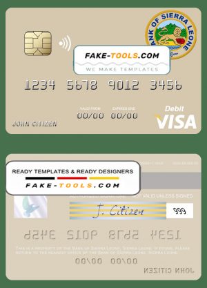 Sierra Leone Bank of Sierra Leone visa debit card template in PSD format Sierra Leone Bank of Sierra Leone visa debit card template in PSD format
