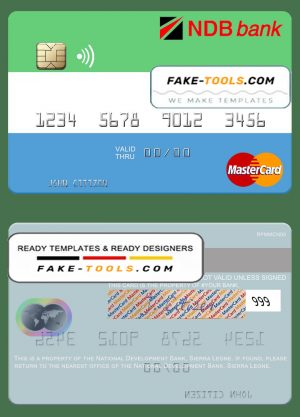 Sierra Leone National Development Bank mastercard template in PSD format Sierra Leone National Development Bank mastercard template in PSD format