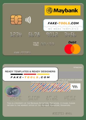 Singapore Maybank Singapore mastercard template in PSD format