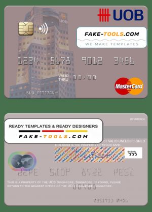Singapore UOB Singapore mastercard template in PSD format
