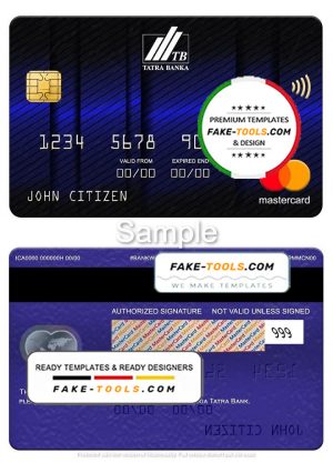 Slovakia Tatra Bank mastercard, fully editable template in PSD format