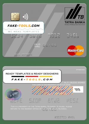 Slovakia Tatra Banka mastercard template in PSD format