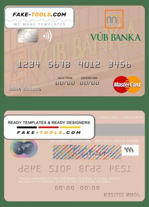 Slovakia VÚB Banka mastercard template in PSD format