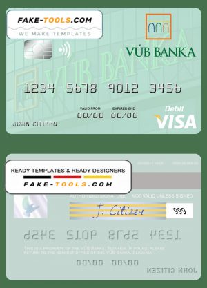 Slovakia VÚB Banka visa debit card template in PSD format
