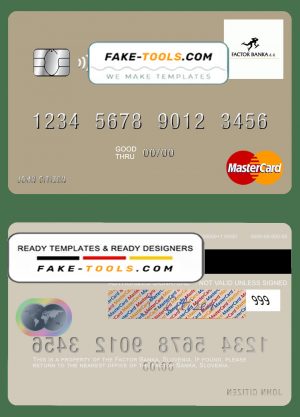 Slovenia Factor Banka mastercard template in PSD format