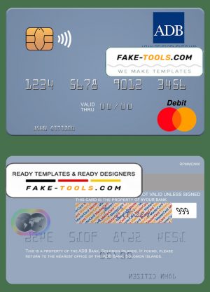 Solomon Islands ADB Bank mastercard credit card template in PSD format
