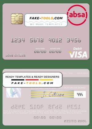 South Africa Absa Group Limited visa debit credit card template in PSD format South Africa Absa Group Limited visa debit credit card template in PSD format