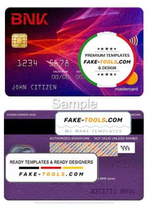 South Korea BNK bank mastercard, fully editable template in PSD format
