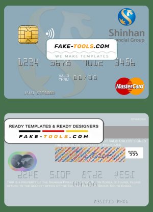South Korea Shinhan Financial Group mastercard credit card template in PSD format South Korea Shinhan Financial Group mastercard credit card template in PSD format