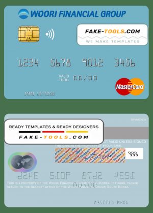 South Korea Woori Financial Group mastercard credit card template in PSD format South Korea Woori Financial Group mastercard credit card template in PSD format