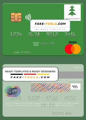 South Sudan Eden Commercial Bank mastercard template in PSD format South Sudan Eden Commercial Bank mastercard template in PSD format
