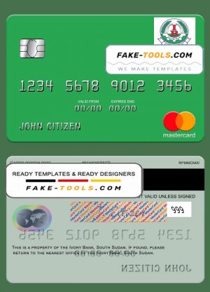 South Sudan Ivory Bank mastercard template in PSD format
