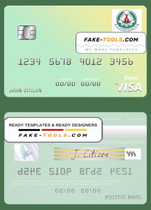 South Sudan Ivory Bank visa debit card template in PSD format