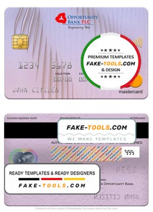 South Sudan Opportunity Bank mastercard, fully editable template in PSD format