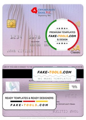 South Sudan Opportunity Bank visa classic card, fully editable template in PSD format