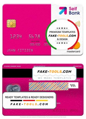 Spain Self Bank mastercard, fully editable template in PSD format
