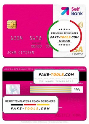 Spain Self Bank visa electron card, fully editable template in PSD format