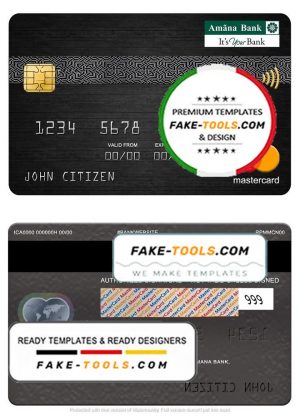 Sri Lanka Amana bank mastercard, fully editable template in PSD format