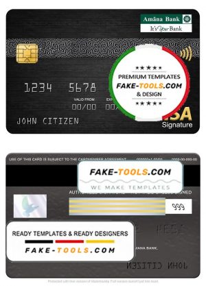 Sri Lanka Amana bank visa signature card, fully editable template in PSD format