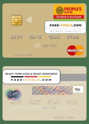 Sri Lanka People’s Bank mastercard credit card template in PSD format