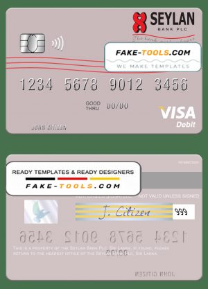 Sri Lanka Seylan Bank Plc visa debit card template in PSD format