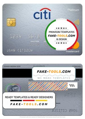 Sweden Citibank mastercard platinum, fully editable template in PSD format