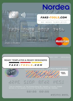Sweden Nordea Bank AB mastercard template in PSD format
