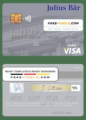 Switzerland Julius Baer Group AG visa debit card template in PSD format Switzerland Julius Baer Group AG visa debit card template in PSD format