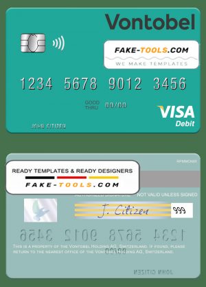 Switzerland Vontobel Holding AG visa debit card template in PSD format Switzerland Vontobel Holding AG visa debit card template in PSD format