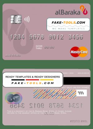 Syria Al Baraka Bank mastercard template in PSD format Syria Al Baraka Bank mastercard template in PSD format