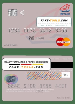 Syria Gulf Bank mastercard template in PSD format Syria Gulf Bank mastercard template in PSD format