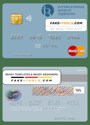Tajikistan IBT Bank mastercard template in PSD format