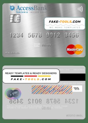 Tanzania AccessBank mastercard template in PSD format
