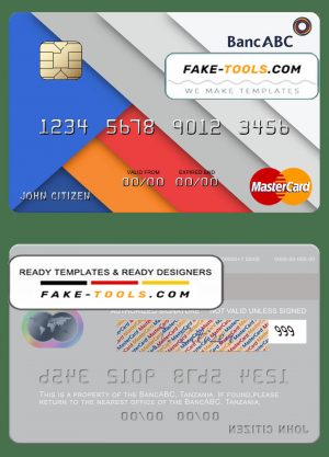 Tanzania BancABC mastercard template in PSD format