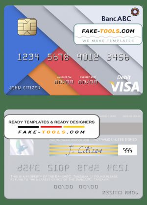 Tanzania BancABC visa debit card template in PSD format