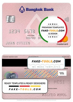 Thailand Bangkok bank mastercard, fully editable template in PSD format