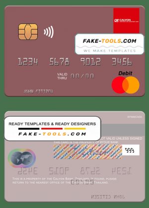Thailand Calyon Bank mastercard template in PSD format
