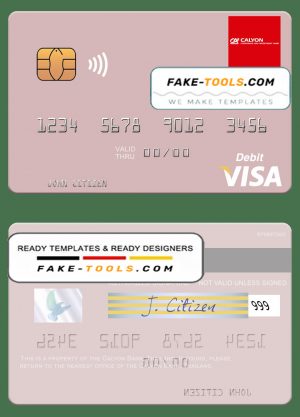 Thailand Calyon Bank visa debit card template in PSD format