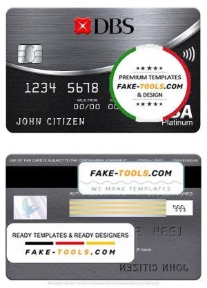 Thailand DBS bank visa platinum card, fully editable template in PSD format